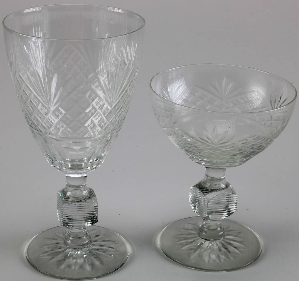 Set of Twenty-One Cut Glass Wine Glasses with Decanter