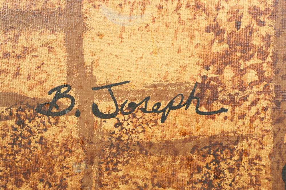Oil Crane Painting Signed by B. Joseph