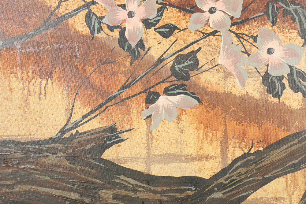 Oil Crane Painting Signed by B. Joseph