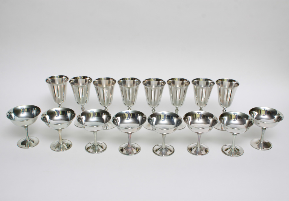 EL de Uberti Italy Silver Plate Goblets with Storage Case