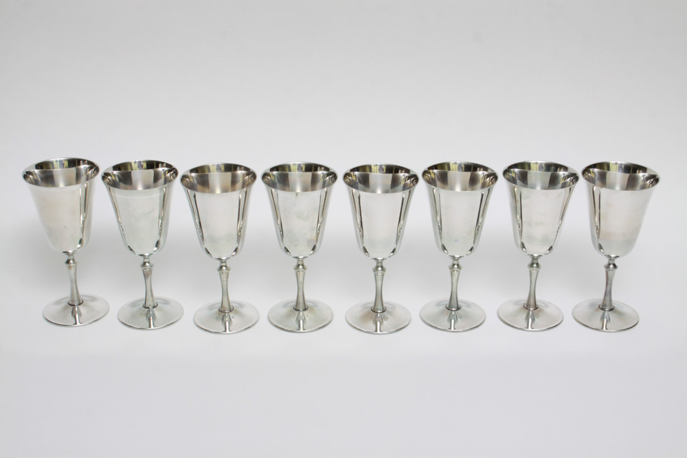 EL de Uberti Italy Silver Plate Goblets with Storage Case