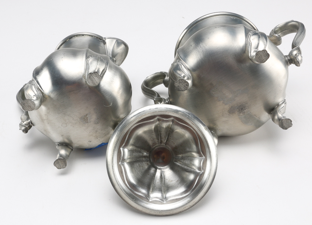 Silver Plated Tray and Pewter Tea Set