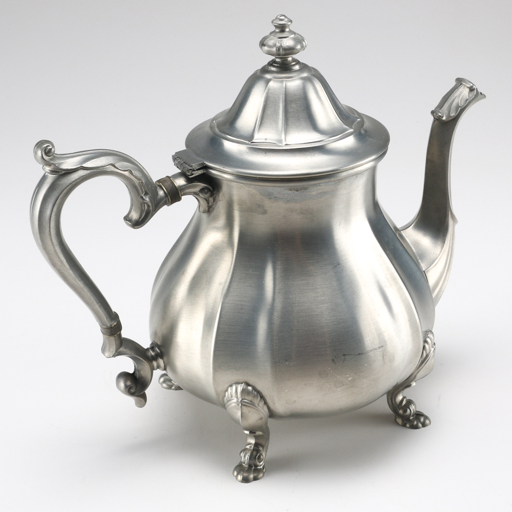 Silver Plated Tray and Pewter Tea Set