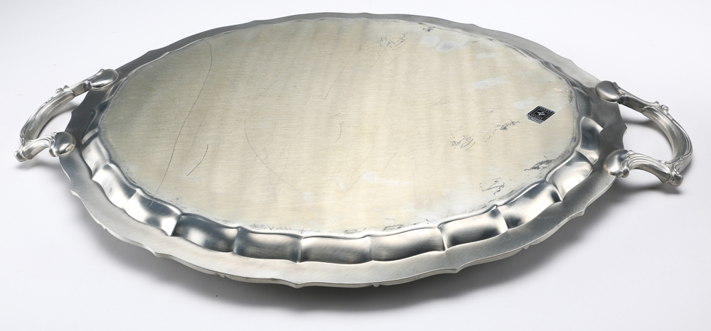 Silver Plated Tray and Pewter Tea Set