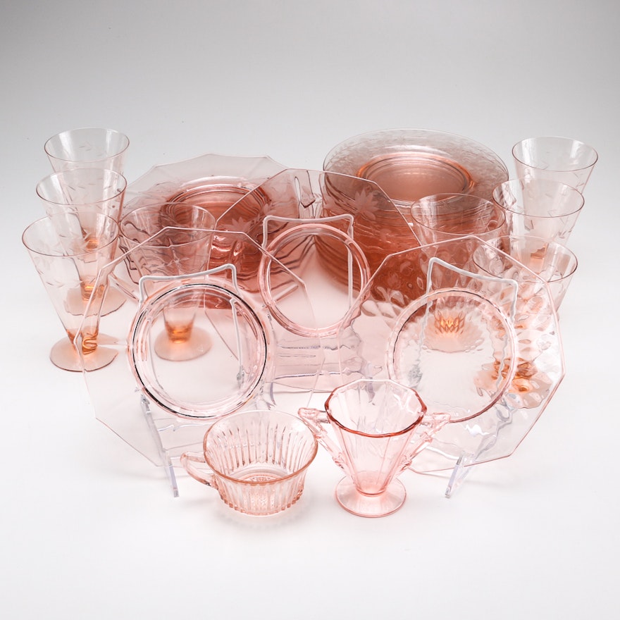 Circa 1950 Pink Depression Glass Grouping