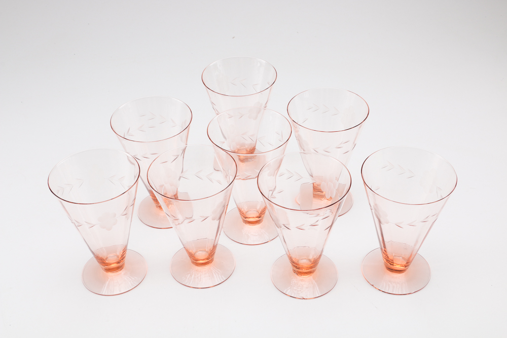 Circa 1950 Pink Depression Glass Grouping