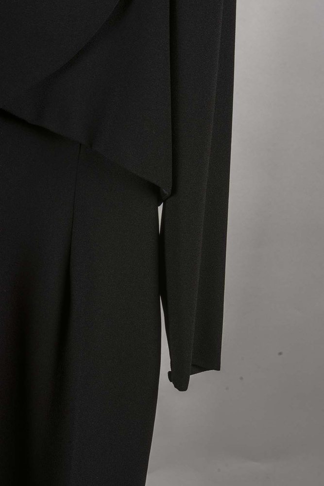 Christian Dior Black Crepe Dress with Bow Shoulder Size 12