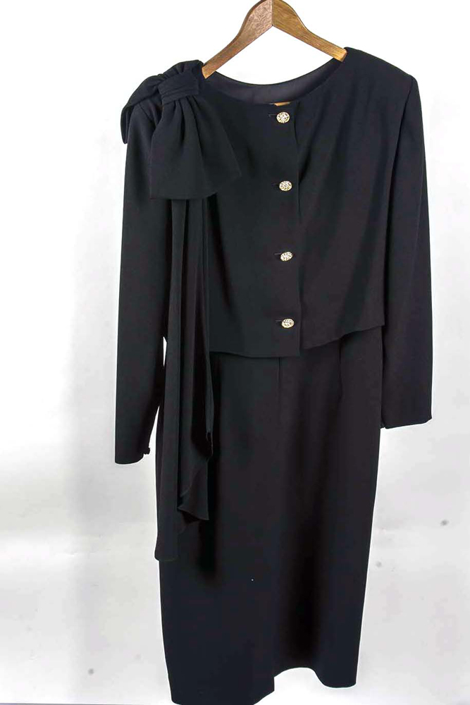 Christian Dior Black Crepe Dress with Bow Shoulder Size 12