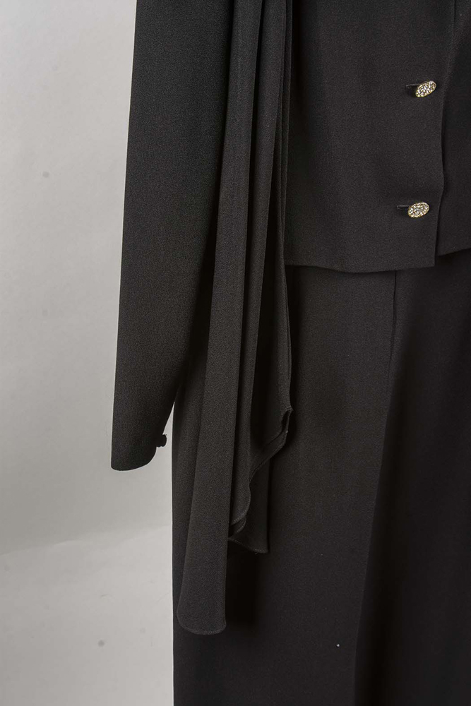 Christian Dior Black Crepe Dress with Bow Shoulder Size 12