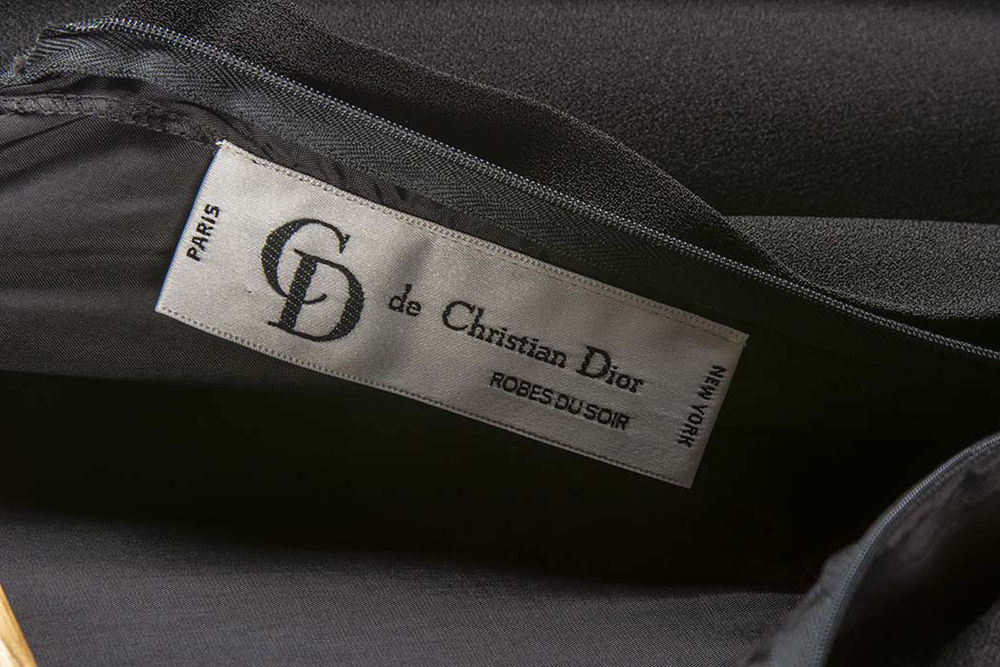 Christian Dior Black Crepe Dress with Bow Shoulder Size 12