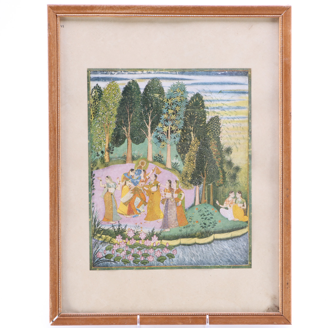 Framed Offset Lithograph after Hindu Miniature Painting 1820s