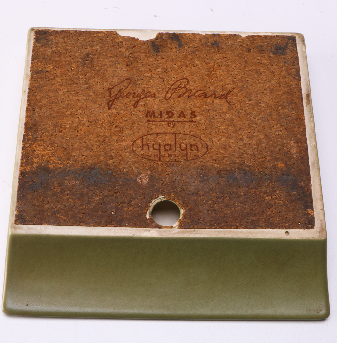 Georges Briard Midas by Hyalyn Porcelain Ash Receiver, and a Buffalo Plate