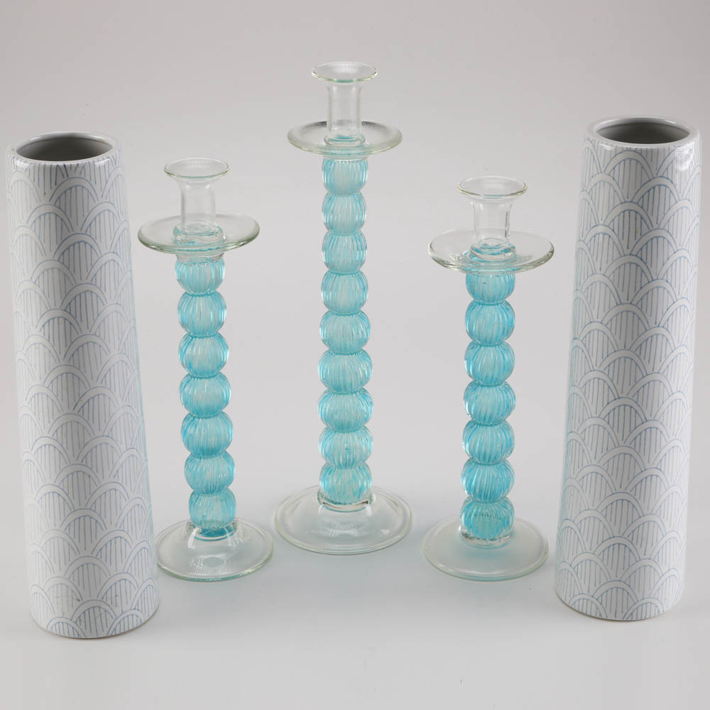 Pair of Vases and Candle Holders