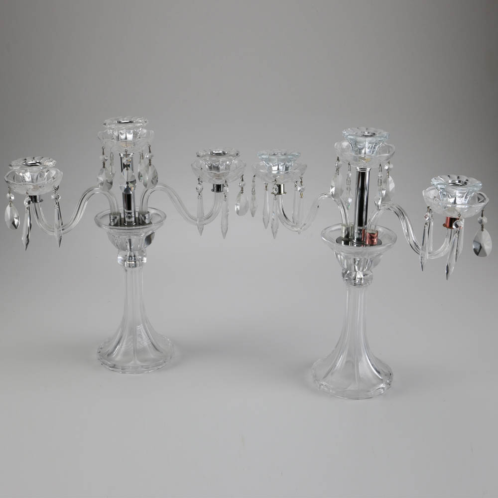 Pair of Crystal Candelabras
