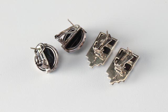 Judith Jack Sterling Marcasite Onyx Necklace and Earrings