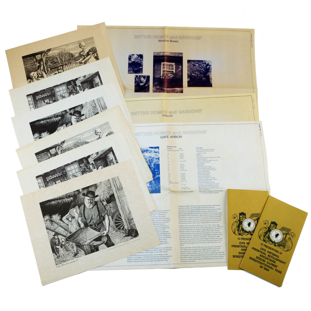 Assortment of Small Building Plans and Art