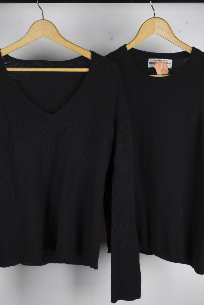 Black Cashmere Sweaters Prada V-Neck and Michael Kors Sleeveless Shell