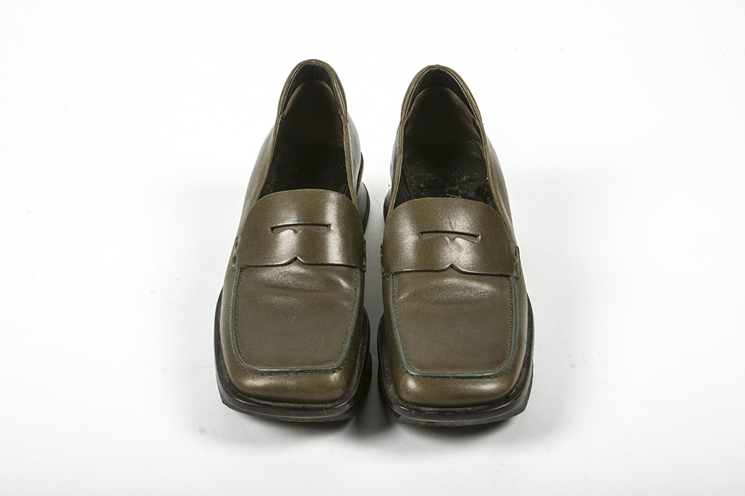 Prada Olive Leather Platform Loafers Women's Size 37.5