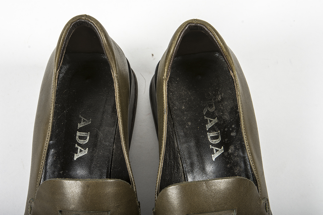 Prada Olive Leather Platform Loafers Women's Size 37.5