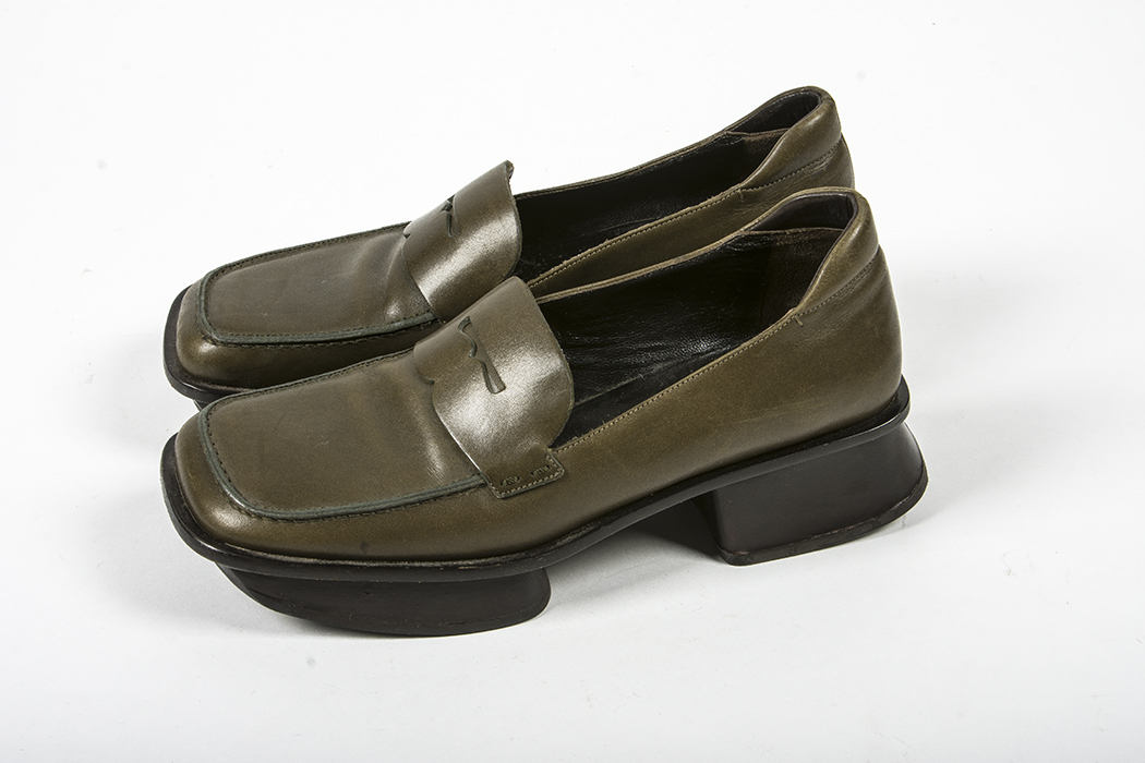 Prada Olive Leather Platform Loafers Women's Size 37.5