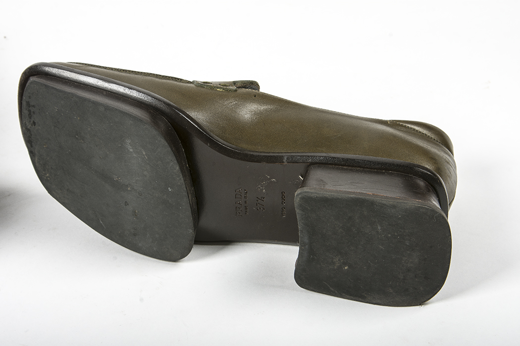 Prada Olive Leather Platform Loafers Women's Size 37.5