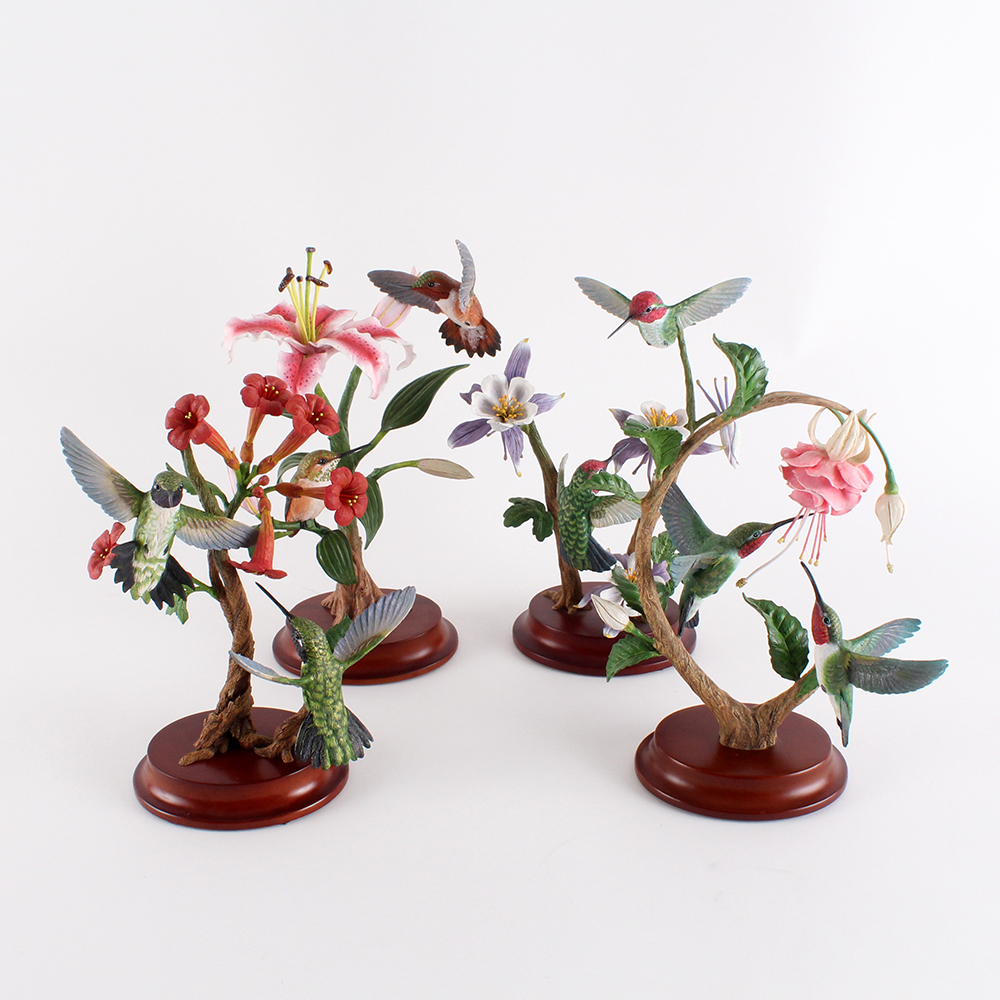 Complete Danbury Mint Hand Painted "Garden Treasures: Hummingbirds" Collection