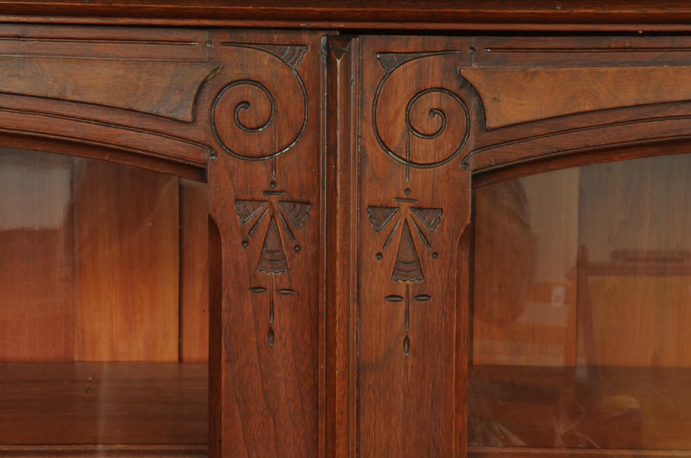 Antique Eastlake Glass Front Bookcase, Circa 1880