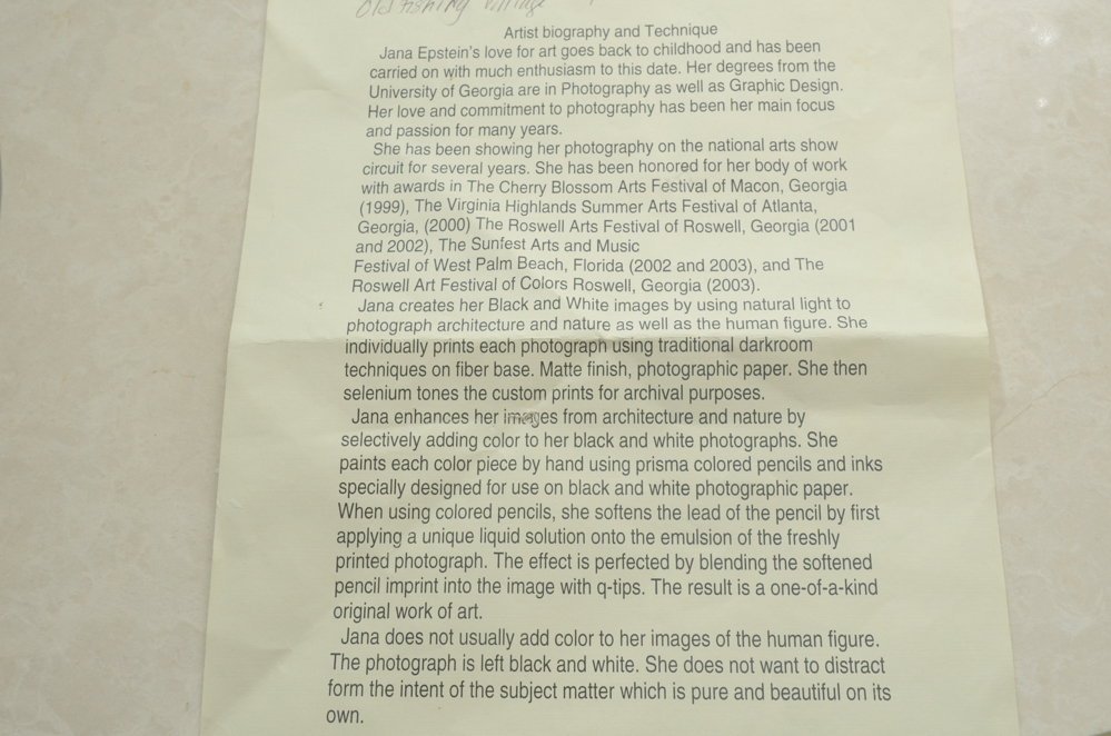 Signed Hand-Painted Photographs by Jana Epstein