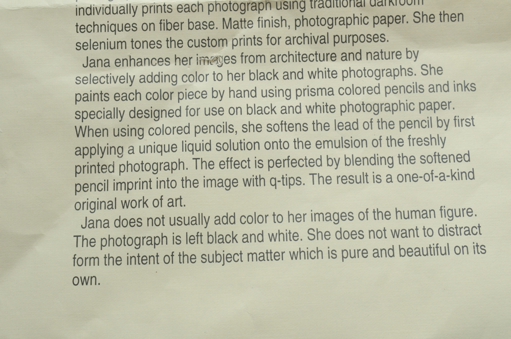 Signed Hand-Painted Photographs by Jana Epstein