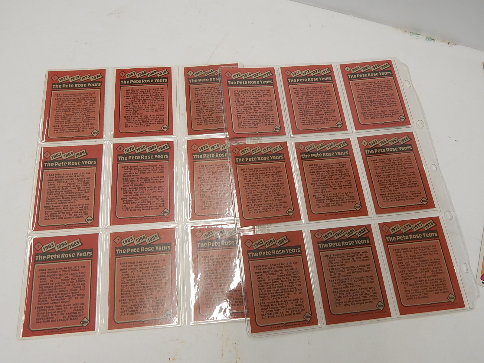 1985 Pete Rose Card Collection