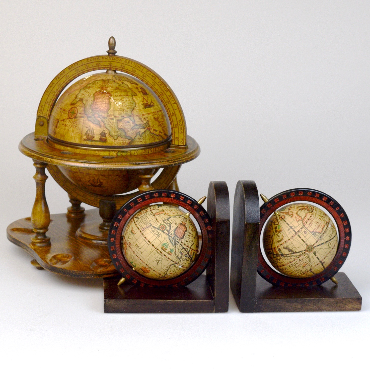 Globe Bookends and Italian Globe Ash Receiver