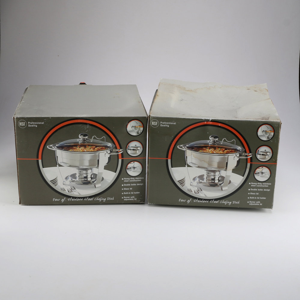 Pair of Double Boiler Design Chafing Dishes