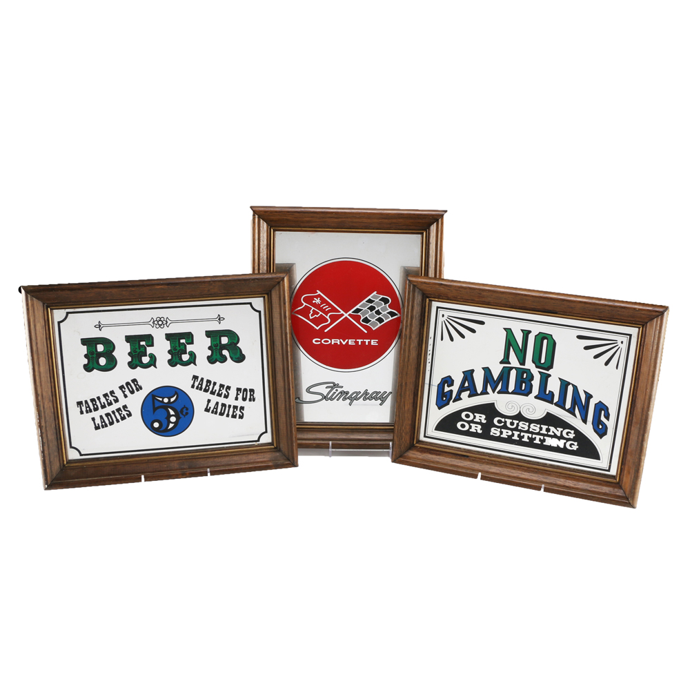 Framed Mirror Bar Signs