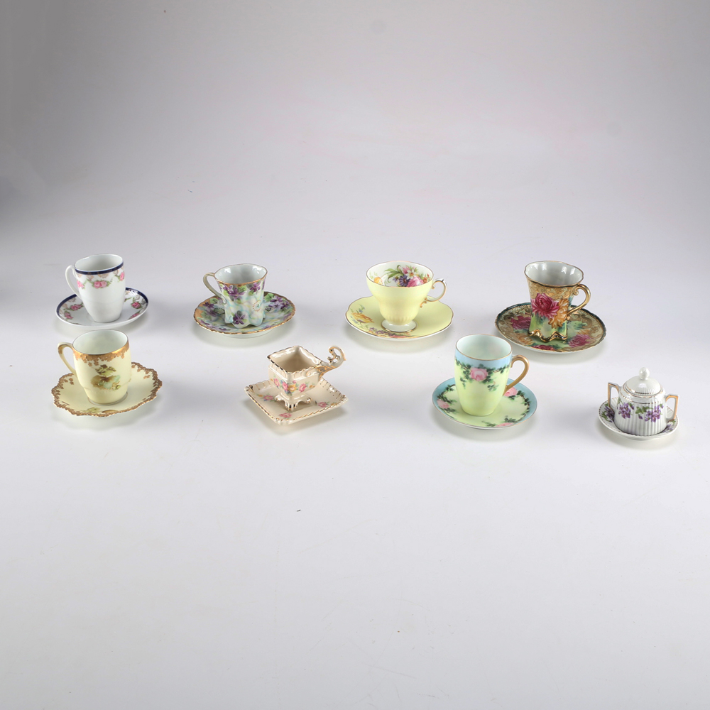 Collection of Vintage Teacups and Saucers and Sugar Bowl