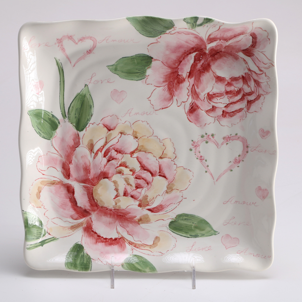 Rose Decorated Plate and Bowls