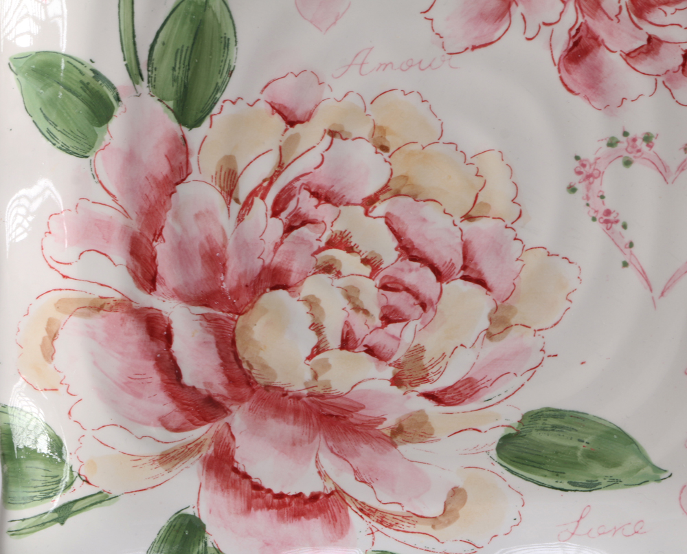 Rose Decorated Plate and Bowls