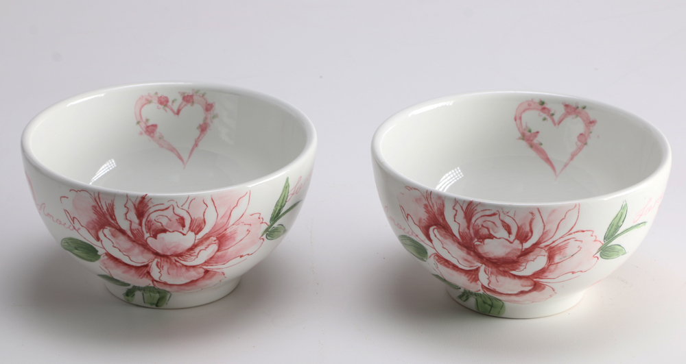 Rose Decorated Plate and Bowls