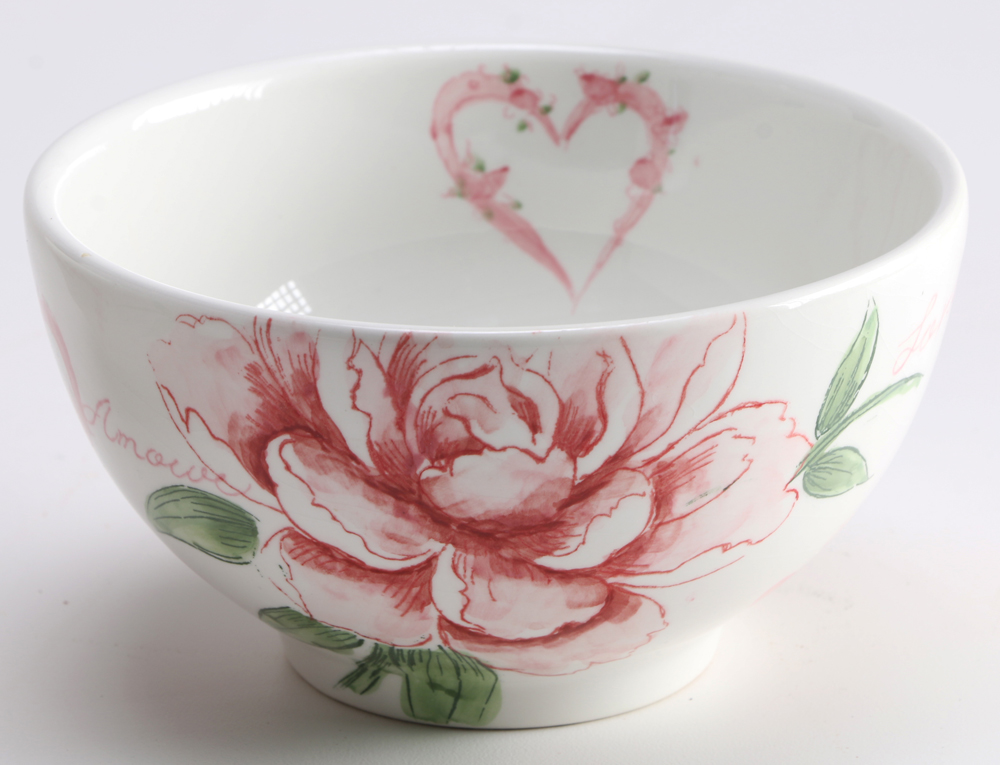 Rose Decorated Plate and Bowls