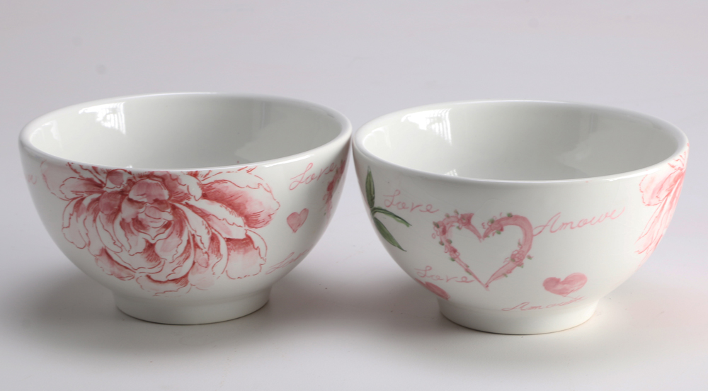 Rose Decorated Plate and Bowls