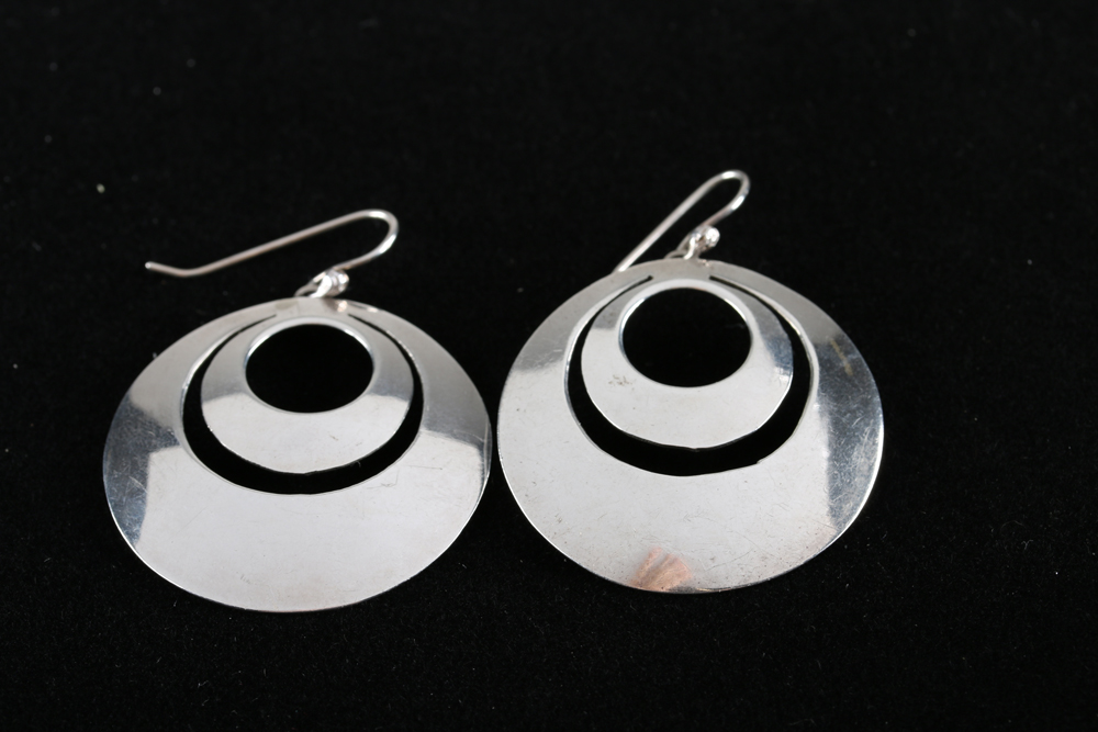 Los Castillos Taxco Sterling Silver Bracelet and Sterling Earrings