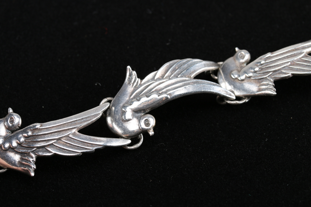 Los Castillos Taxco Sterling Silver Bracelet and Sterling Earrings