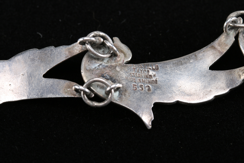 Los Castillos Taxco Sterling Silver Bracelet and Sterling Earrings