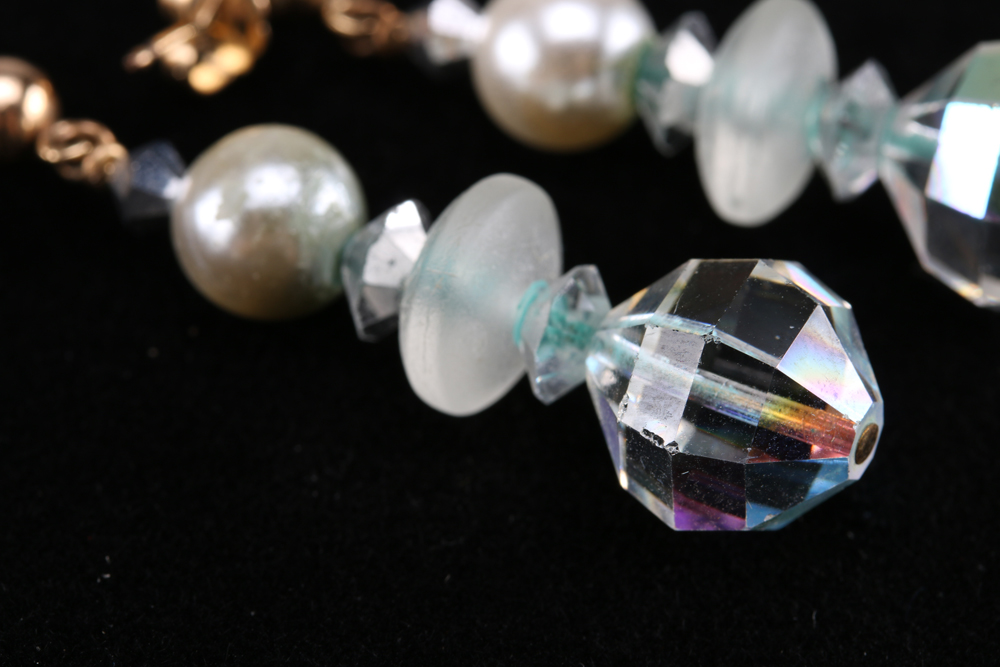 Faux Pearl and Rhinestone Drop Earrings