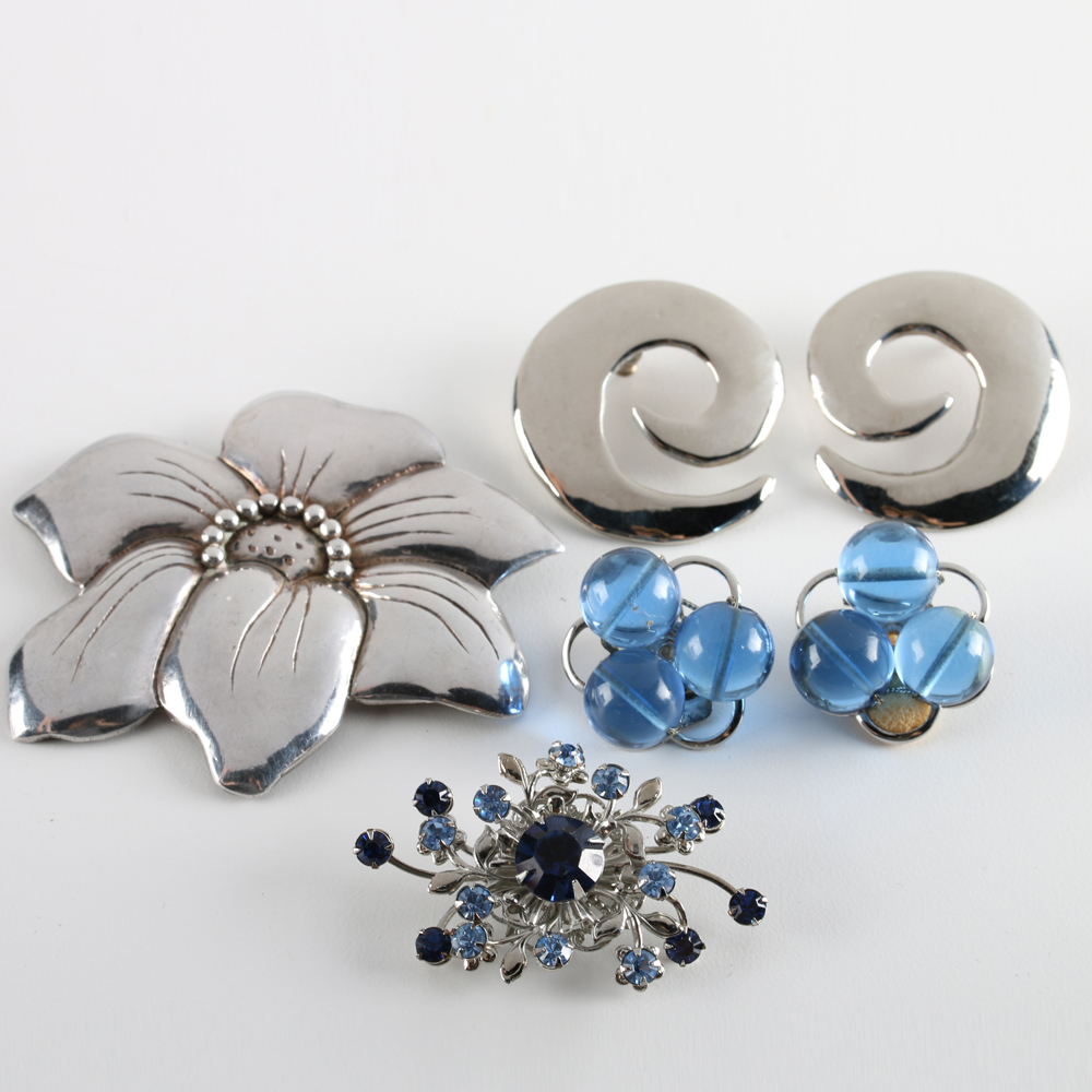 Assortment of Costume Earrings and Brooches