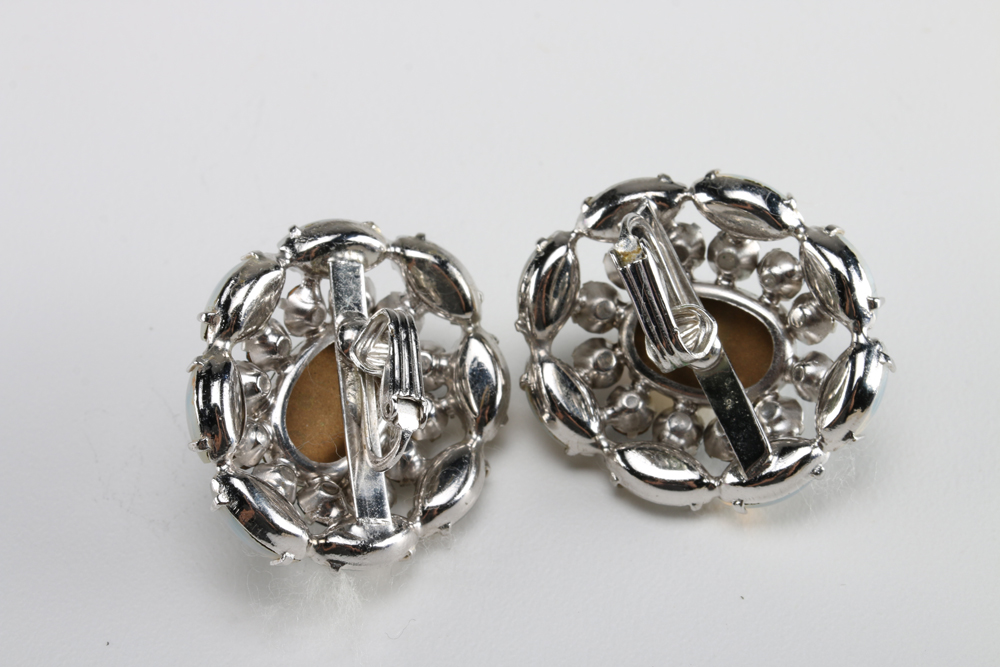 Art Deco Style Opalescent Stone Necklace and Earring Demi Parure