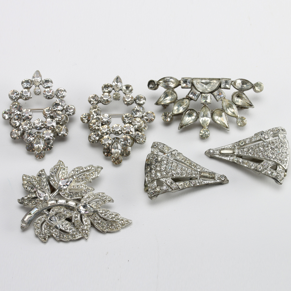 Collection of Clear Rhinestone Jewelry