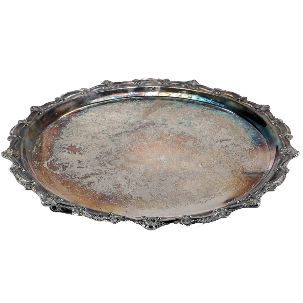 W & S Blackinton Co. "Chipendale" Silver Plate Round Tray