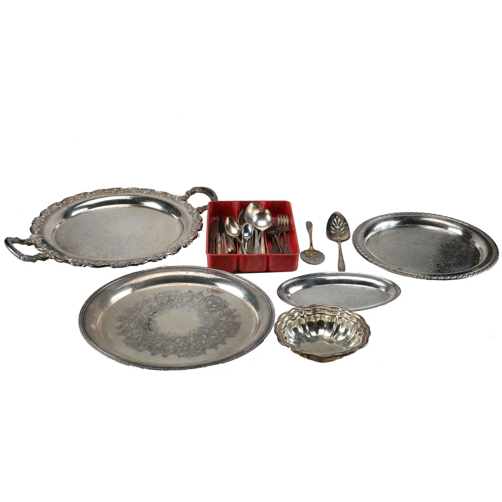 Oneida Silver Plate Serving Dishes and Utensils