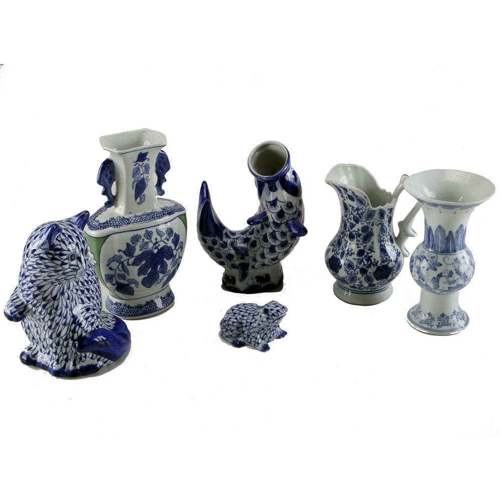 Assorted Blue and White Ceramics