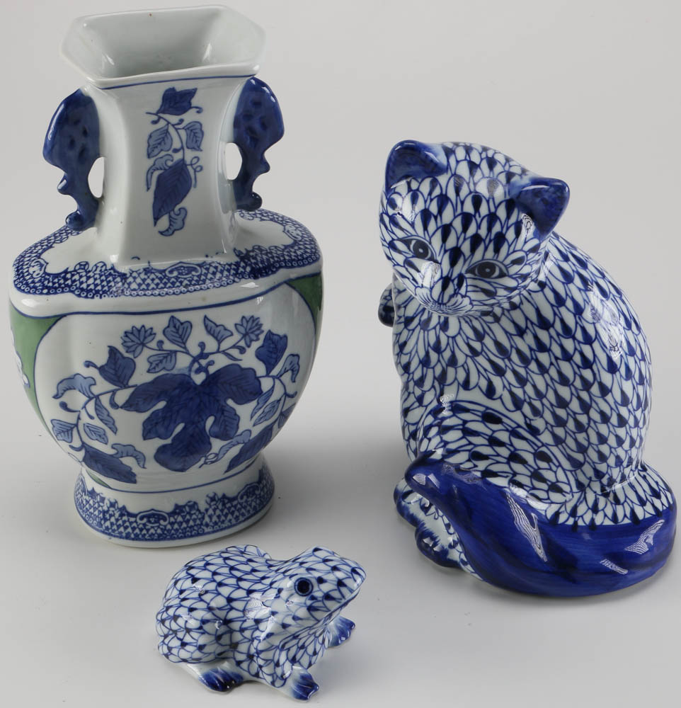 Assorted Blue and White Ceramics